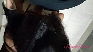 Amateur milf latina gives blowjob in dressing room after show