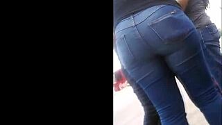 teen with big ass in tight jeans on street