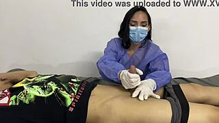 My patient got so hard, I couldn't resist sucking his big cock