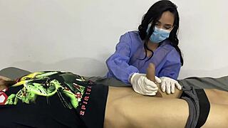 My patient got so hard, I couldn't resist sucking his big cock