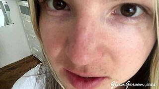 Tongue saliva throat fetish with blonde amateurs 😋