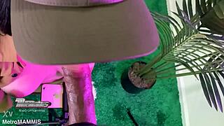 Brazilian babe attempts to deepthroat a big cock