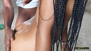 Hardcore sex on campus during break with balloon and riding