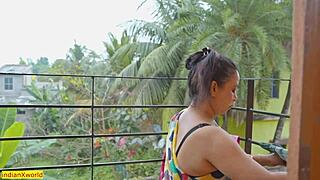 Desi Bhabhi Throws Bra From Balcony For Sex