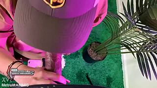 Brazilian babe attempts to deepthroat a big cock