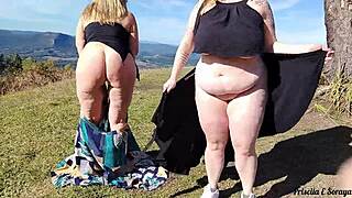 Stepmother and stepdaughter flashing in public garden! Want more videos?