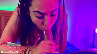 Brazilian babe attempts to deepthroat a big cock