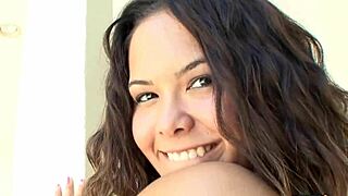 Babe with tan lines rides hard cock after face fucking