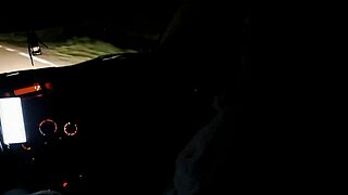 Girlfriend in heels fucks stranger outdoors in a car