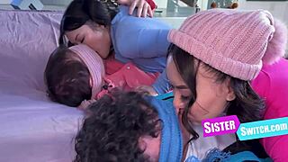 Step sisters swap partners while snowed in