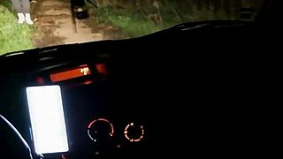 Girlfriend in heels fucks stranger outdoors in a car