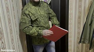 watch the russian soldier fuck that lonely wife in her pussy and ass