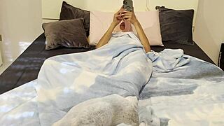 typical morning watching porn while masturbating and orgasming to a girl