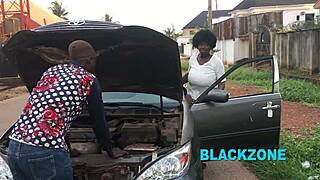 Her car broke down, so a stranger helped her in the bedroom.