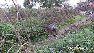 Pretty Girl Pees Outdoors In Nature!