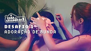 três gostosas que amam dar o cu lambendo o rabo uma da outra