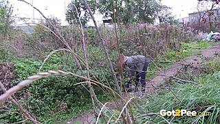 Pretty Girl Pees Outdoors In Nature!
