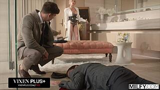 milfy busty blonde casca akashova drains every drop of the stud's cock with her mouth and pussy