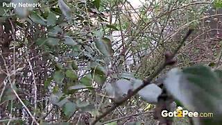 Pretty Girl Pees Outdoors In Nature!