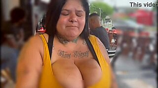 Mary Jhuana's Boyfriend Controls Her Dildo In Public Exhibition