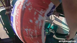 Juicy white booty bounces on big white cock.