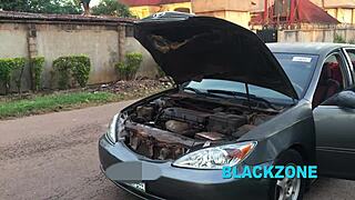 Her car broke down, so a stranger helped her in the bedroom.