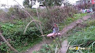 Pretty Girl Pees Outdoors In Nature!