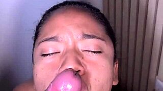 He Cums Early While Eating Huge Cock