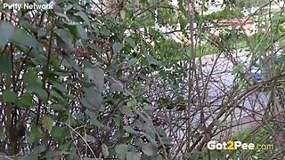 Pretty Girl Pees Outdoors In Nature!