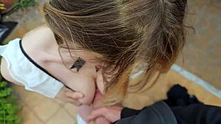 pov girlfriend sucks cock in spooky place with deepthroat and sloppy blowjob