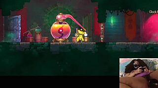 chubby ebony gamer girl gets fucked with dildo while playing video game - dead cells