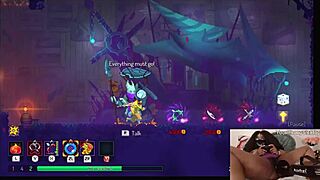 chubby ebony gamer girl gets fucked with dildo while playing video game - dead cells