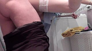 treason wife gets fucked in shower by neighbor in doggy style with cum in pussy close up