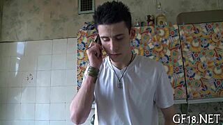 Perverted spectacled lad holds hand in intriguing hardcore scene