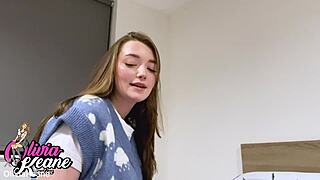 brit teen gives oily handjob