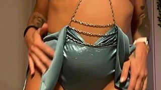 horny tattooed brunette masturbates with dildo and squirts 💦