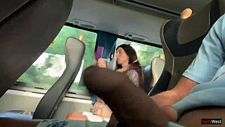 Public dick flashing - risky handjob on bus until cum