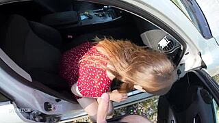 I seduced driver with sloppy blowjob and swallowed 😈