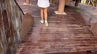 Public dick flashing - risky handjob on bus until cum