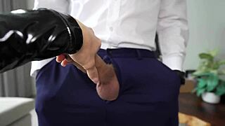 coming home to my roommate in a full leather outfit