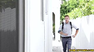 stepbro sucks jordys perfect nipples and his dick gets hard as rock as she caresses it 😏