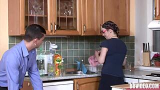 german milf gets fucked hard and facialized in the kitchen