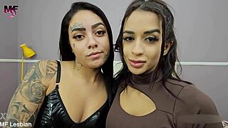 in a sweet sin story, two curvy brazilian brunettes share passionate lesbian kisses under the moonlight