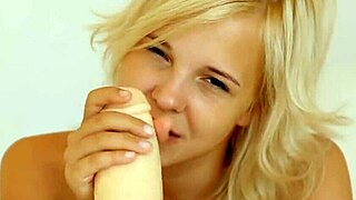 Blonde Teen Explores Dildo Size Matters
