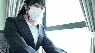 Office Female Manager Attempts to Seduce Her Staff with Anal and Masturbation