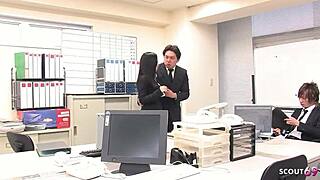 Petite Japanese Secretary Seduce To Creampie Fuck In Mmf Threesome At Asian Office In Uncensored Jav!