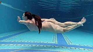 Hungarian Babe Sazan Cheharda Swims Naked in Pool, Teasing with Big Tits and Ass