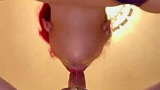 salivating close up sloppy wet blowjob with cum in throat
