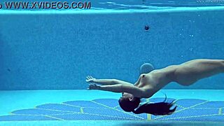 Hungarian Babe Sazan Cheharda Swims Naked in Pool, Teasing with Big Tits and Ass