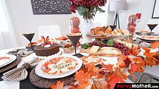 Pervymother - step mom and stepson couldn't hold their urges to fuck in the dinner table